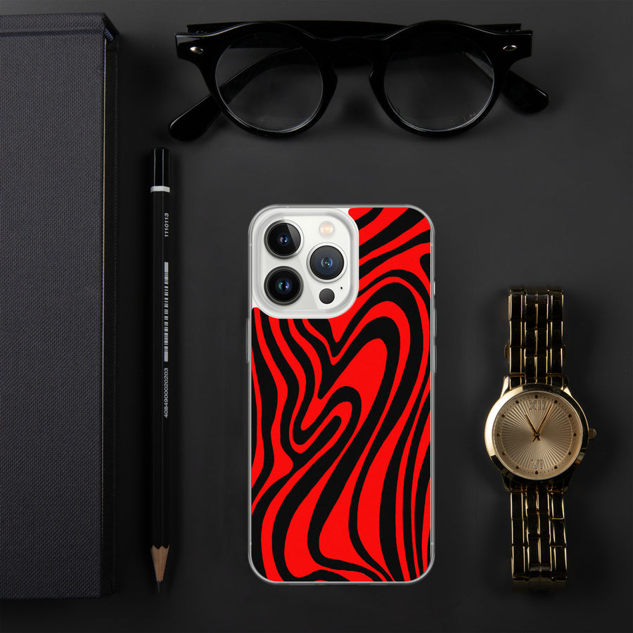 Red & Black trippy Lines iPhone Case