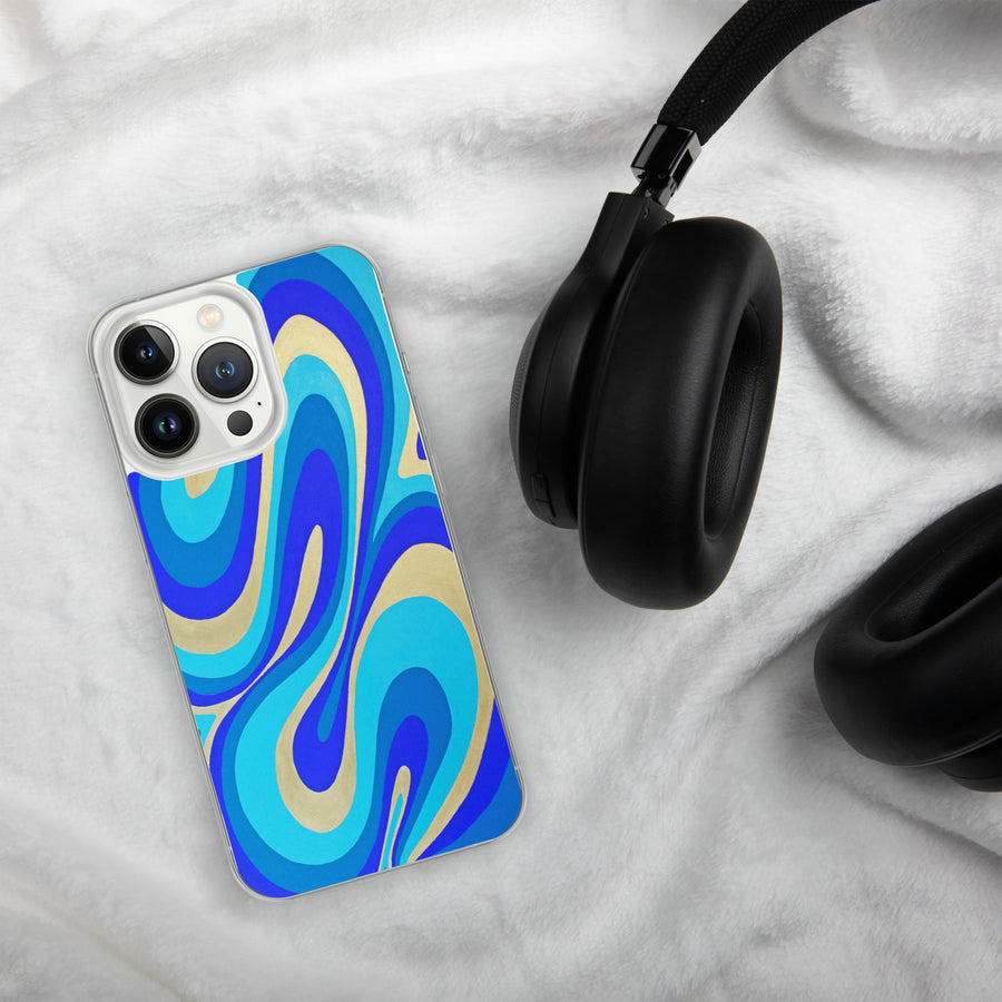 Blue & Gold Trippy Lines iPhone Case