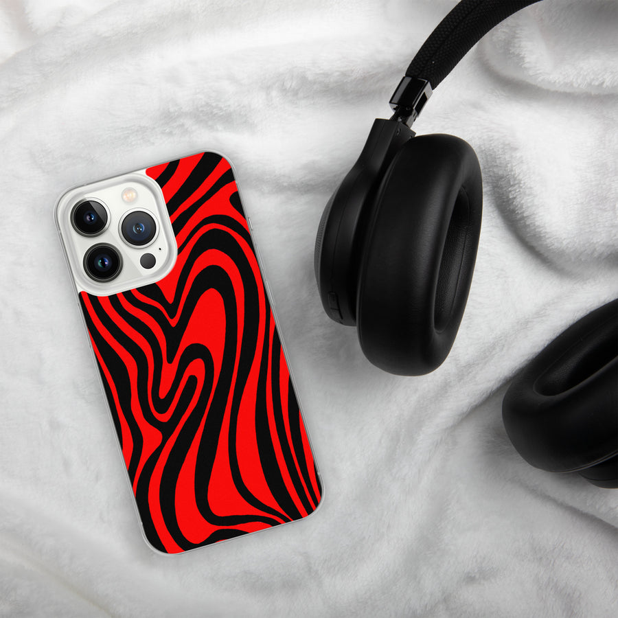 Red & Black trippy Lines iPhone Case