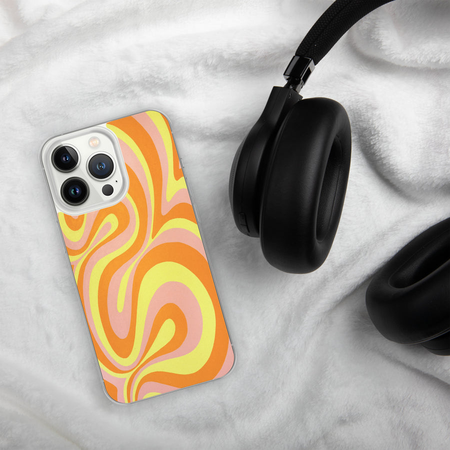 Orange, Yellow & Pink Trippy Lines iPhone Case