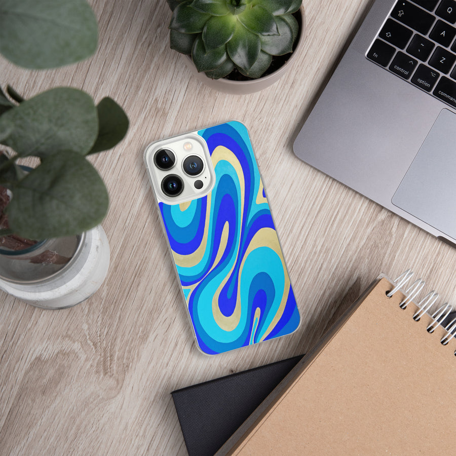 Blue & Gold Trippy Lines iPhone Case