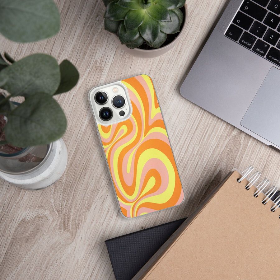 Orange, Yellow & Pink Trippy Lines iPhone Case