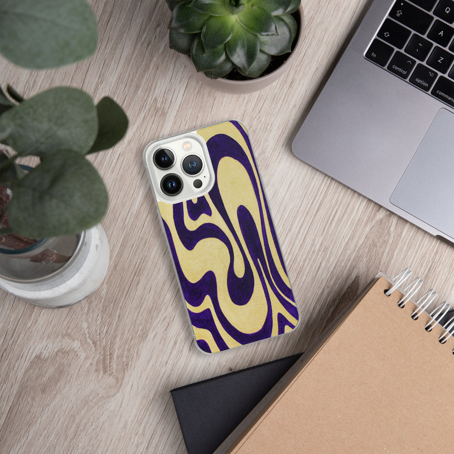 Purple & Gold Trippy Lines iPhone Case