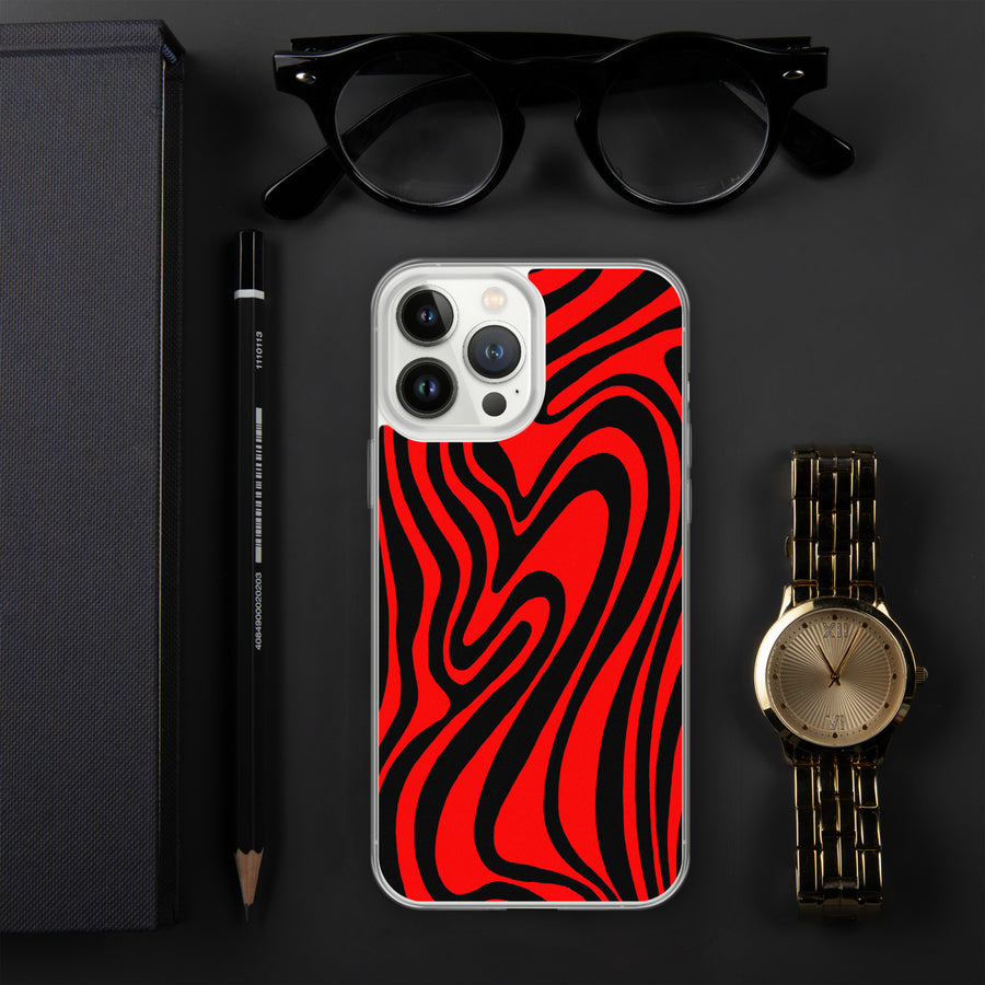 Red & Black trippy Lines iPhone Case