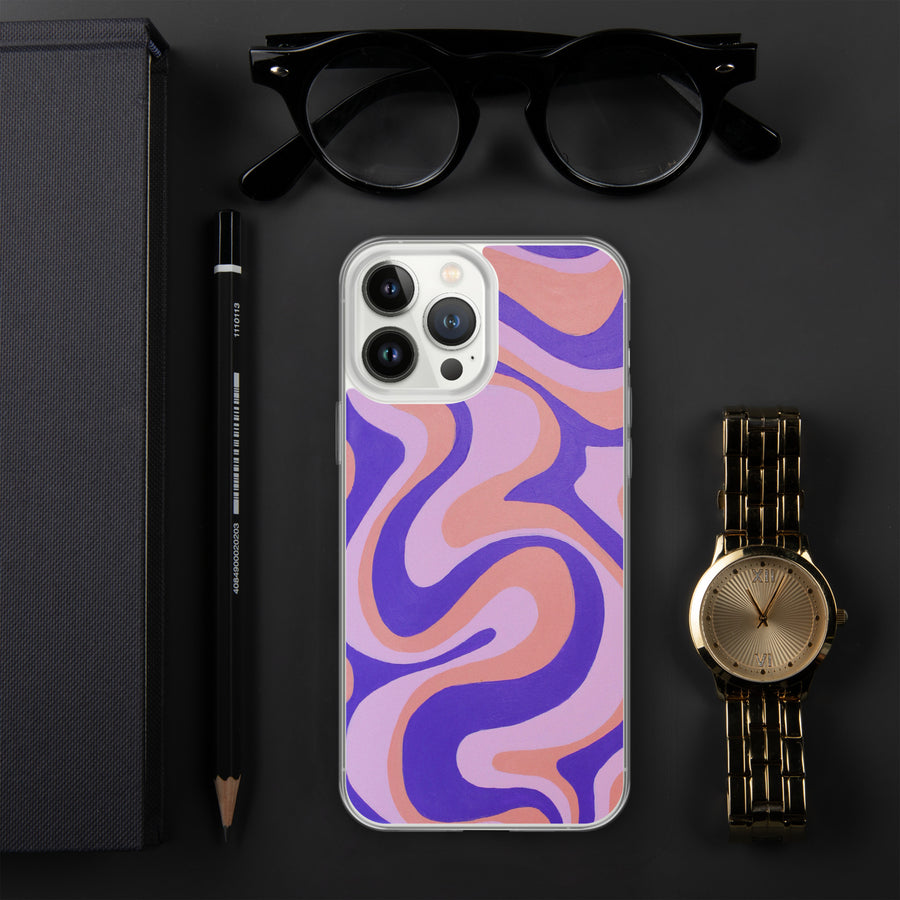 Purple, Orange & Pink Trippy Lines iPhone Case