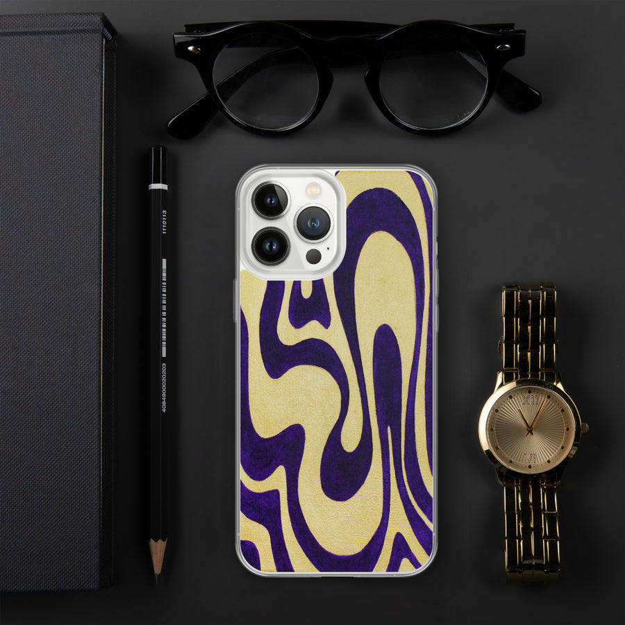 Purple & Gold Trippy Lines iPhone Case