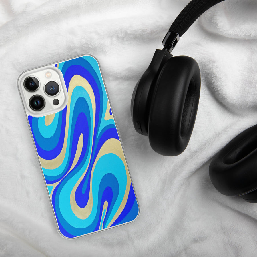 Blue & Gold Trippy Lines iPhone Case