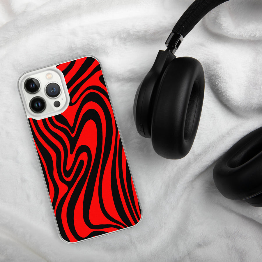 Red & Black trippy Lines iPhone Case