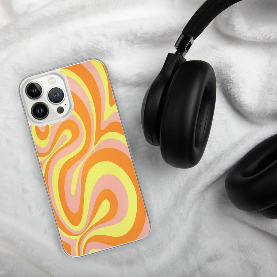 Orange, Yellow & Pink Trippy Lines iPhone Case