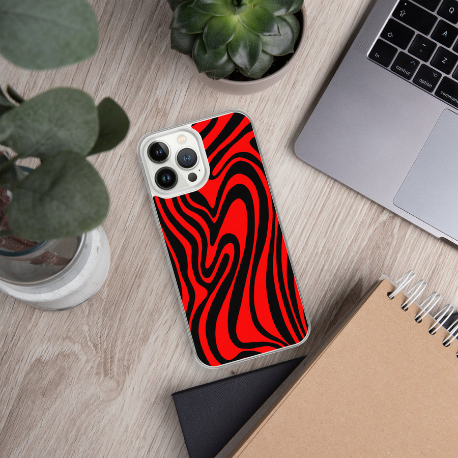 Red & Black trippy Lines iPhone Case