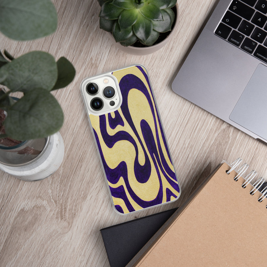 Purple & Gold Trippy Lines iPhone Case