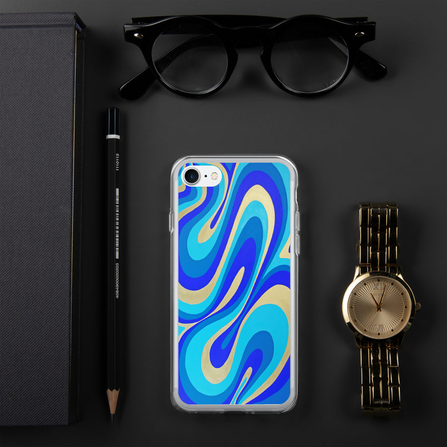 Blue & Gold Trippy Lines iPhone Case