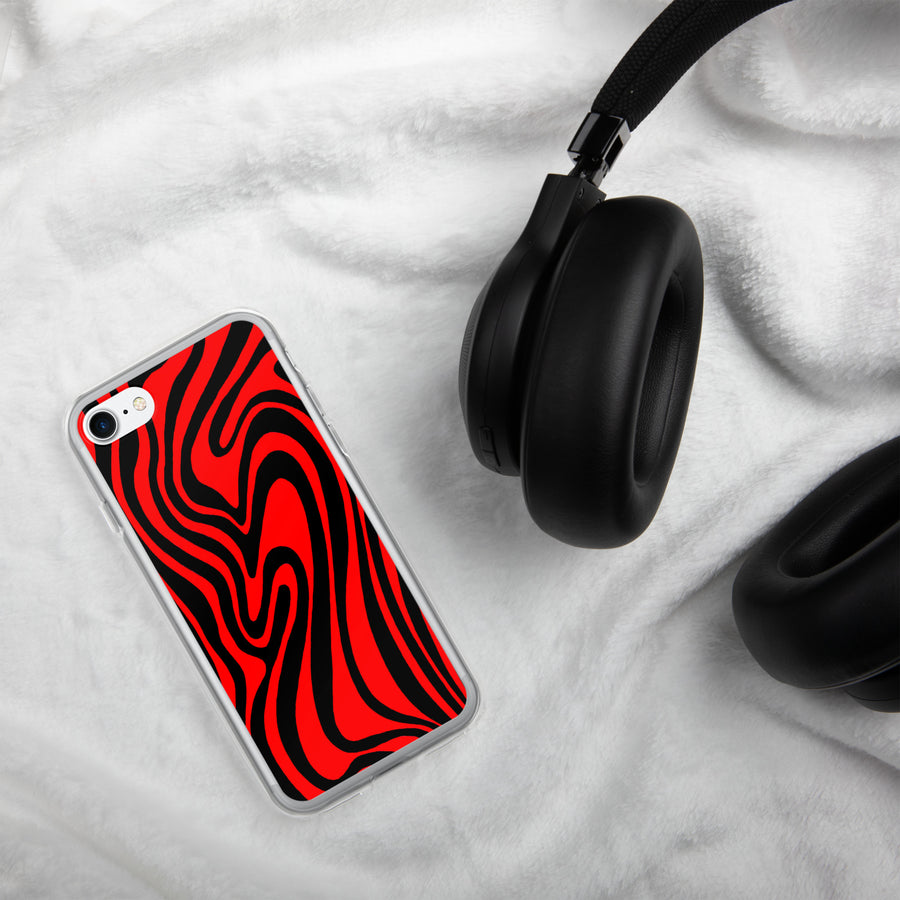 Red & Black trippy Lines iPhone Case