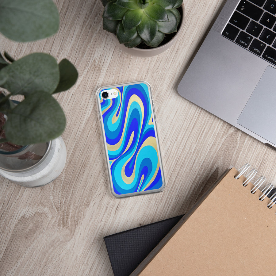 Blue & Gold Trippy Lines iPhone Case