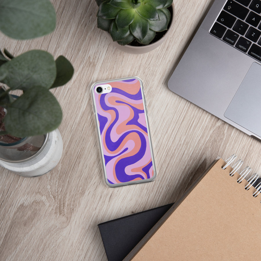 Purple, Orange & Pink Trippy Lines iPhone Case