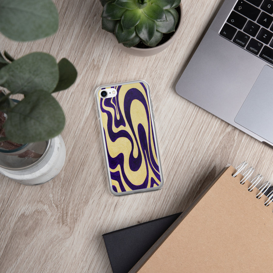 Purple & Gold Trippy Lines iPhone Case