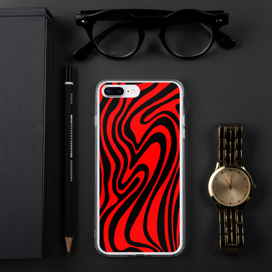 Red & Black trippy Lines iPhone Case