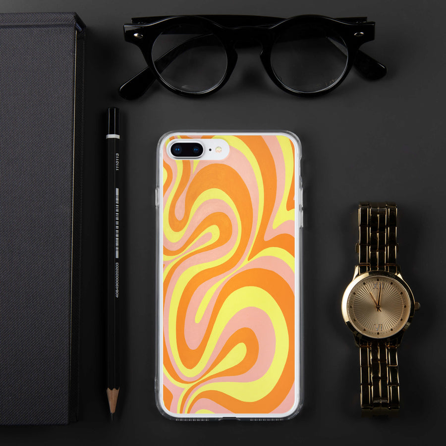 Orange, Yellow & Pink Trippy Lines iPhone Case