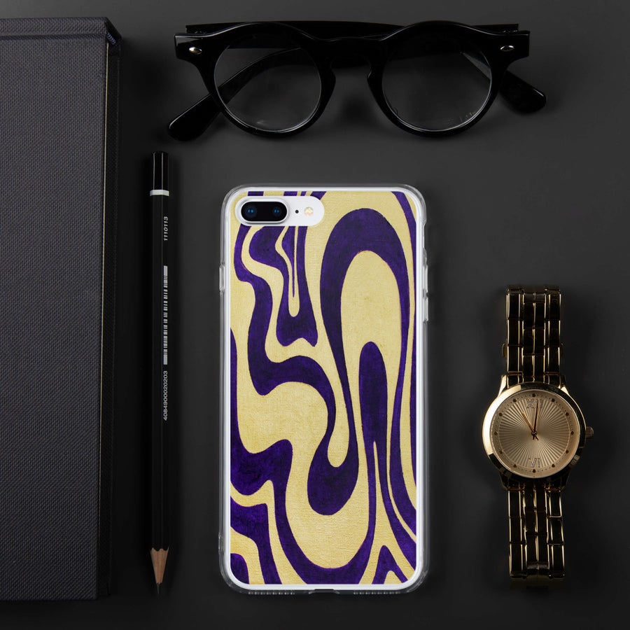 Purple & Gold Trippy Lines iPhone Case