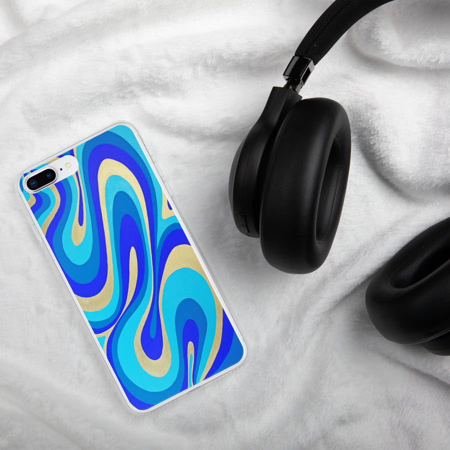 Blue & Gold Trippy Lines iPhone Case