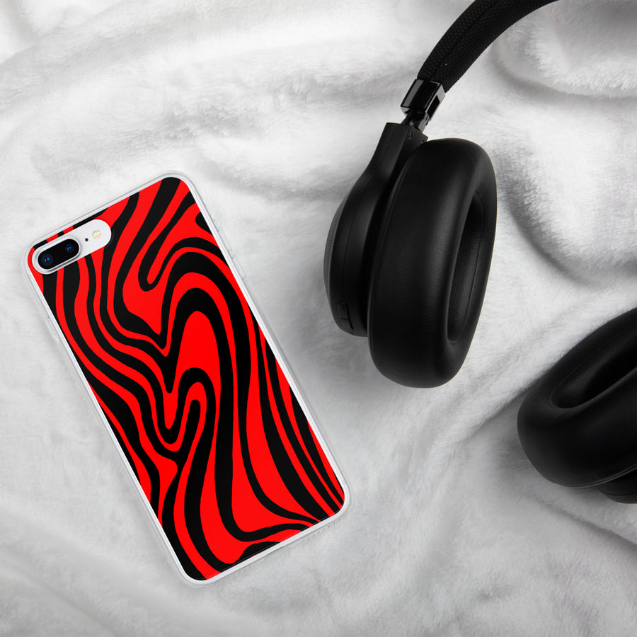 Red & Black trippy Lines iPhone Case