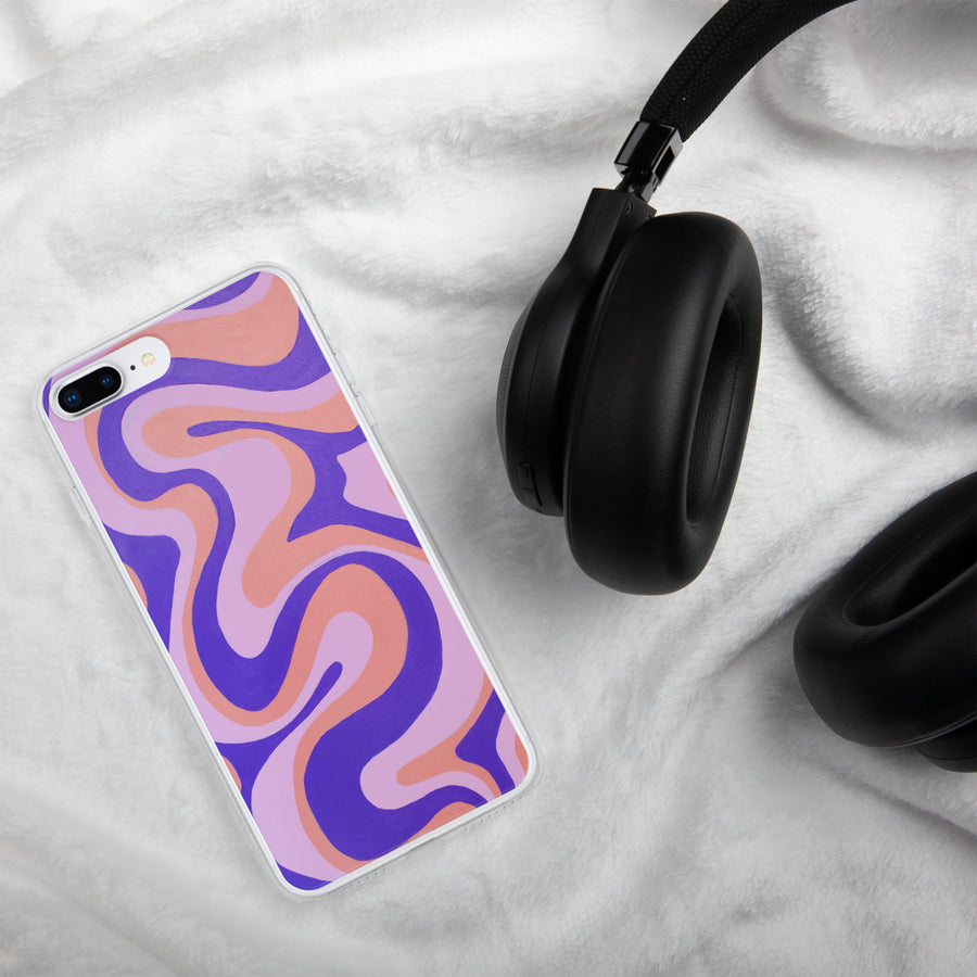 Purple, Orange & Pink Trippy Lines iPhone Case