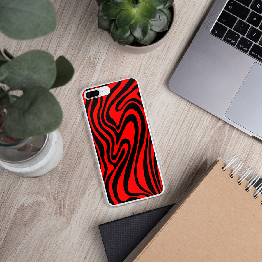 Red & Black trippy Lines iPhone Case