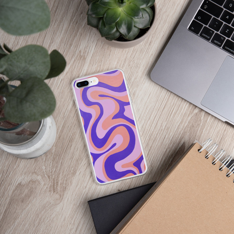 Purple, Orange & Pink Trippy Lines iPhone Case