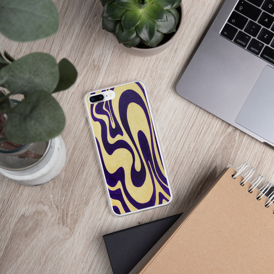 Purple & Gold Trippy Lines iPhone Case