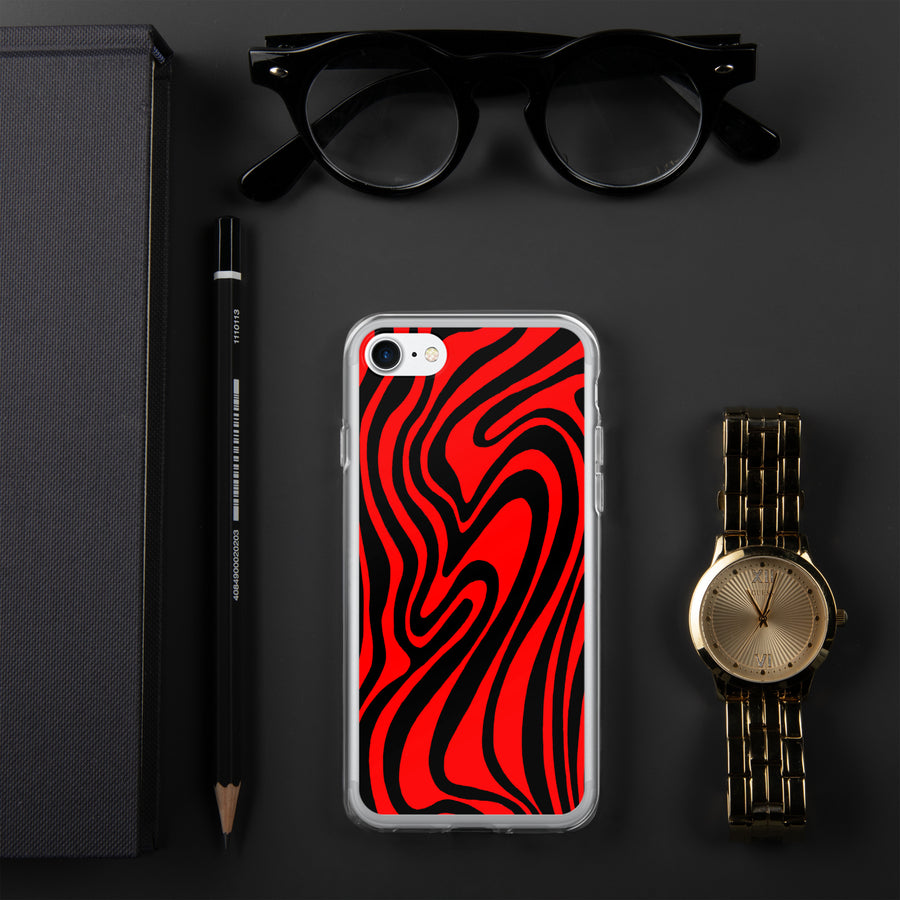 Red & Black trippy Lines iPhone Case