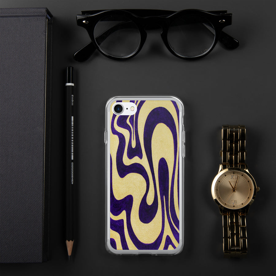 Purple & Gold Trippy Lines iPhone Case