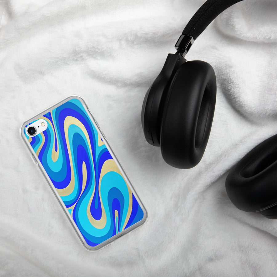 Blue & Gold Trippy Lines iPhone Case