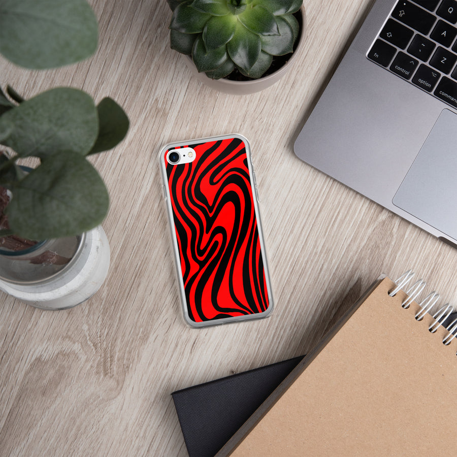 Red & Black trippy Lines iPhone Case