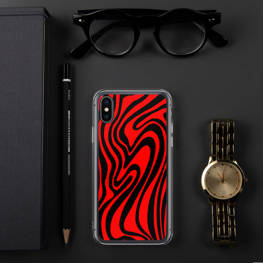 Red & Black trippy Lines iPhone Case