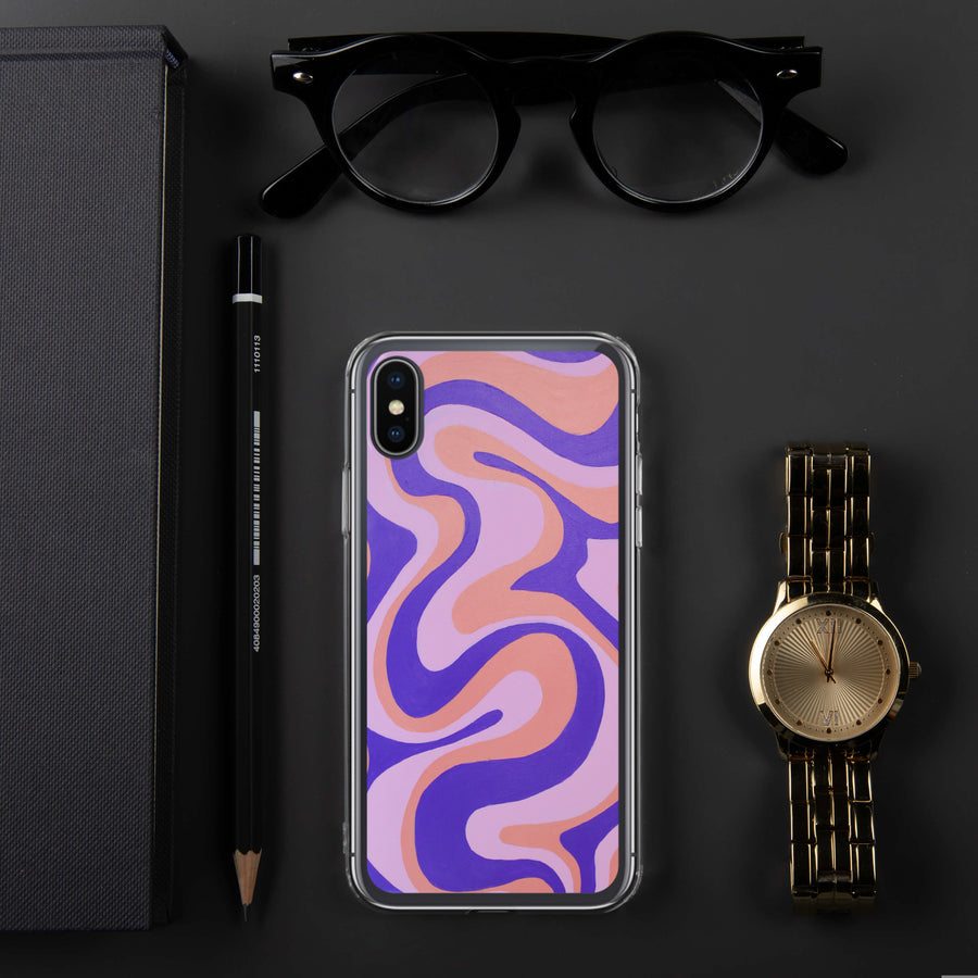 Purple, Orange & Pink Trippy Lines iPhone Case