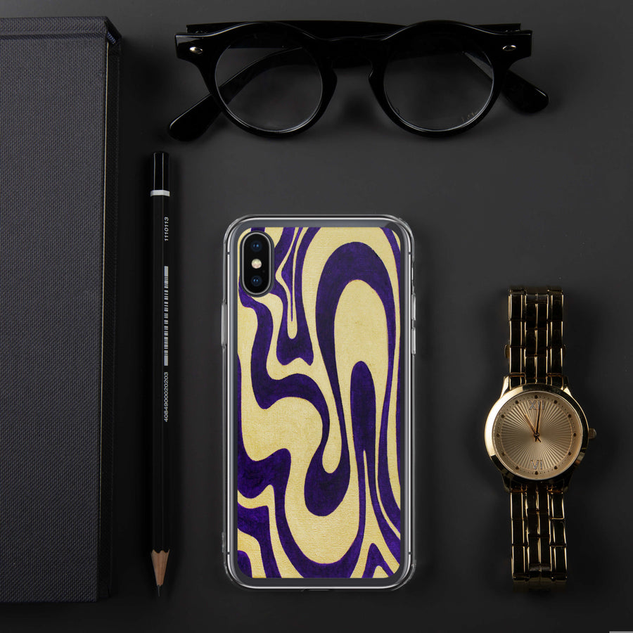 Purple & Gold Trippy Lines iPhone Case