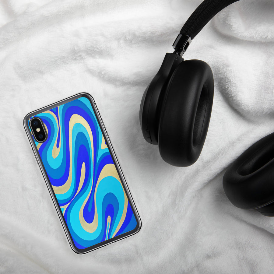 Blue & Gold Trippy Lines iPhone Case