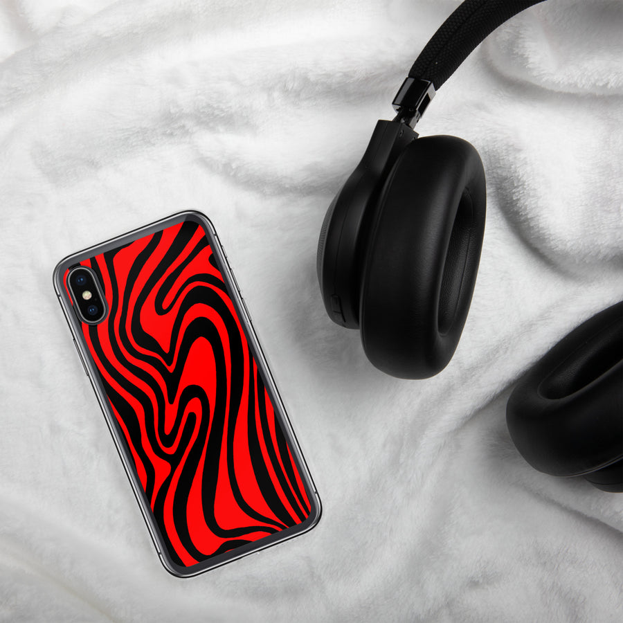 Red & Black trippy Lines iPhone Case