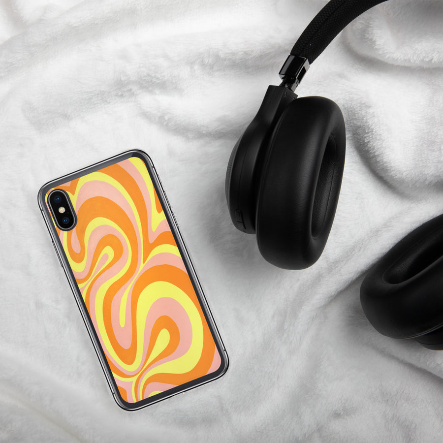 Orange, Yellow & Pink Trippy Lines iPhone Case