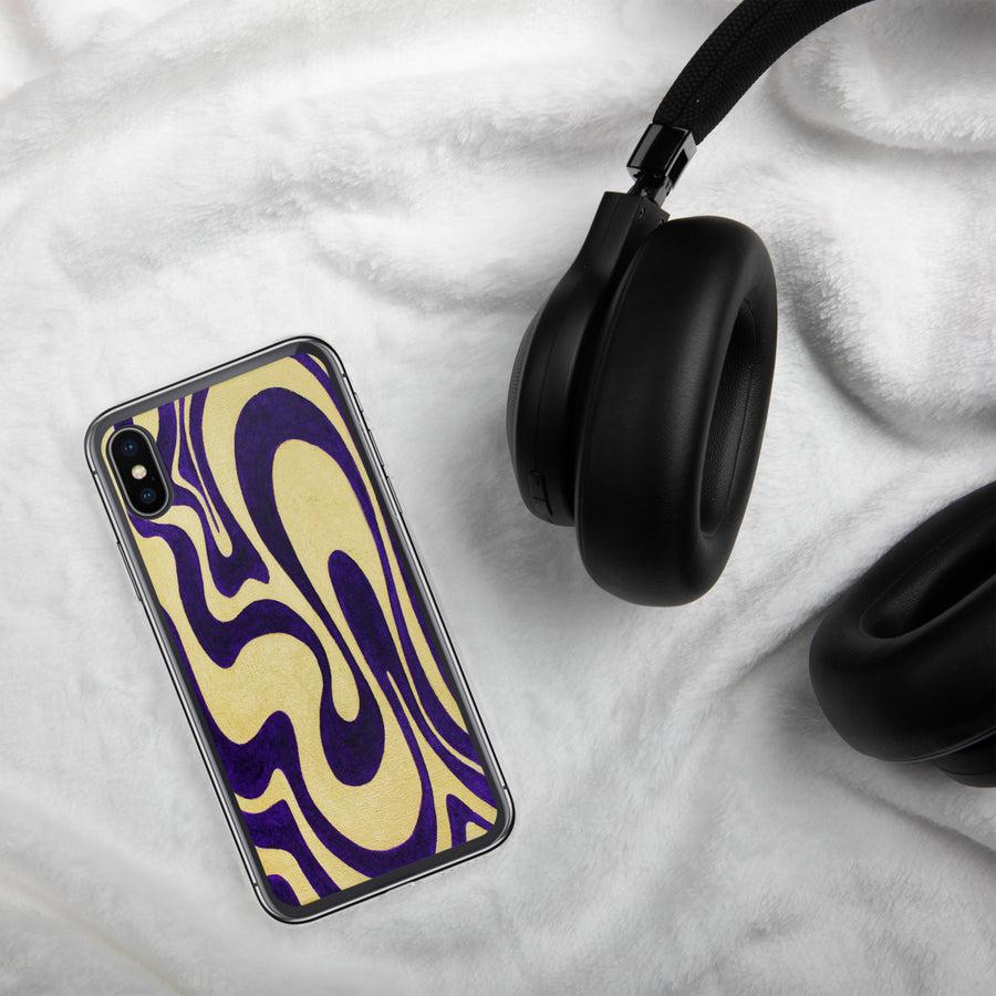 Purple & Gold Trippy Lines iPhone Case