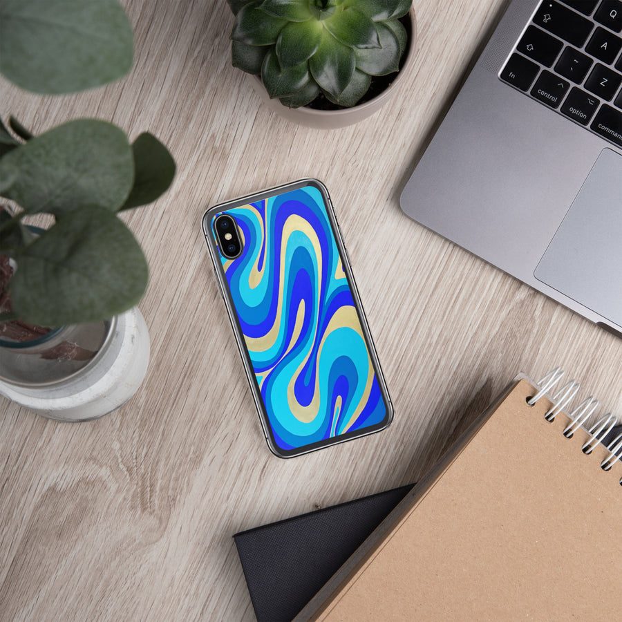 Blue & Gold Trippy Lines iPhone Case