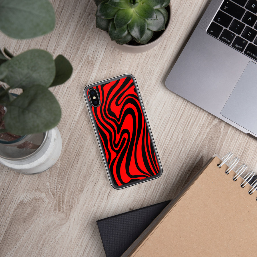 Red & Black trippy Lines iPhone Case