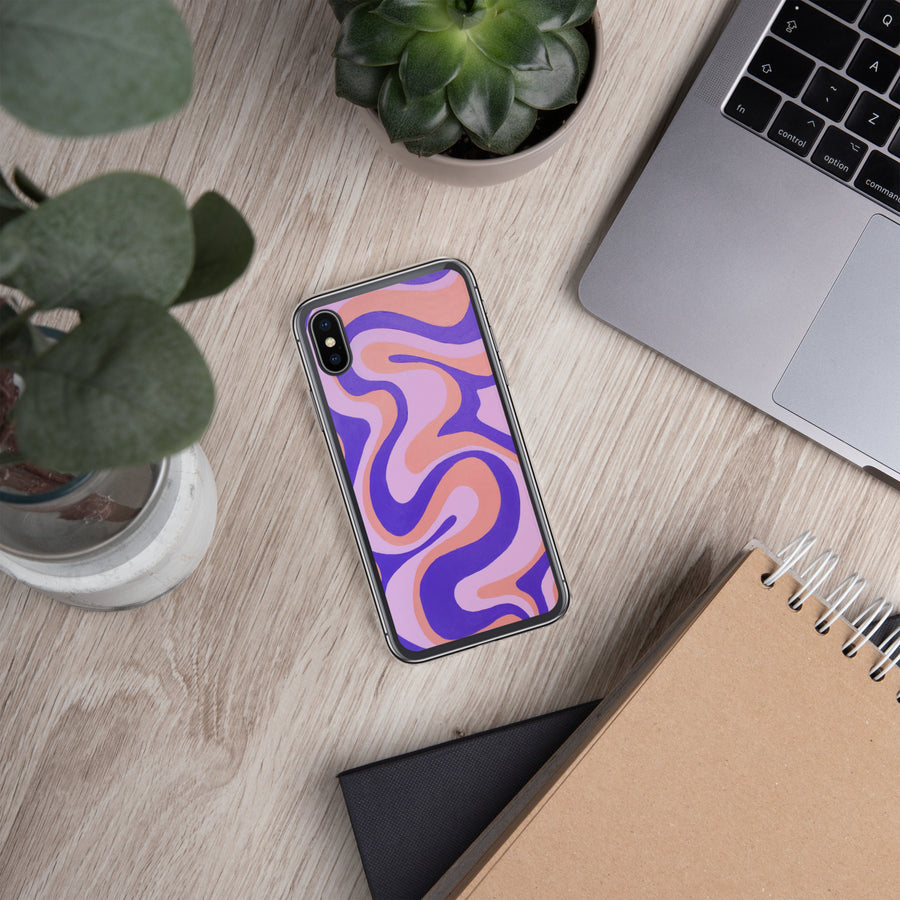 Purple, Orange & Pink Trippy Lines iPhone Case