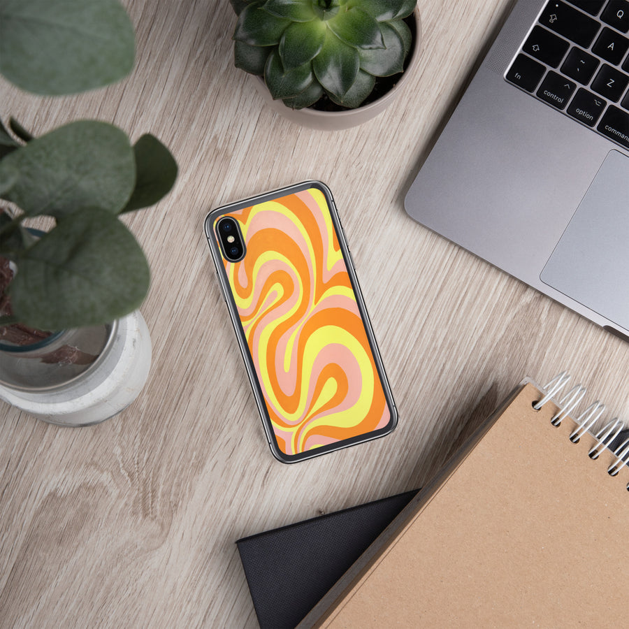 Orange, Yellow & Pink Trippy Lines iPhone Case