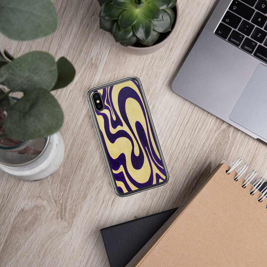 Purple & Gold Trippy Lines iPhone Case