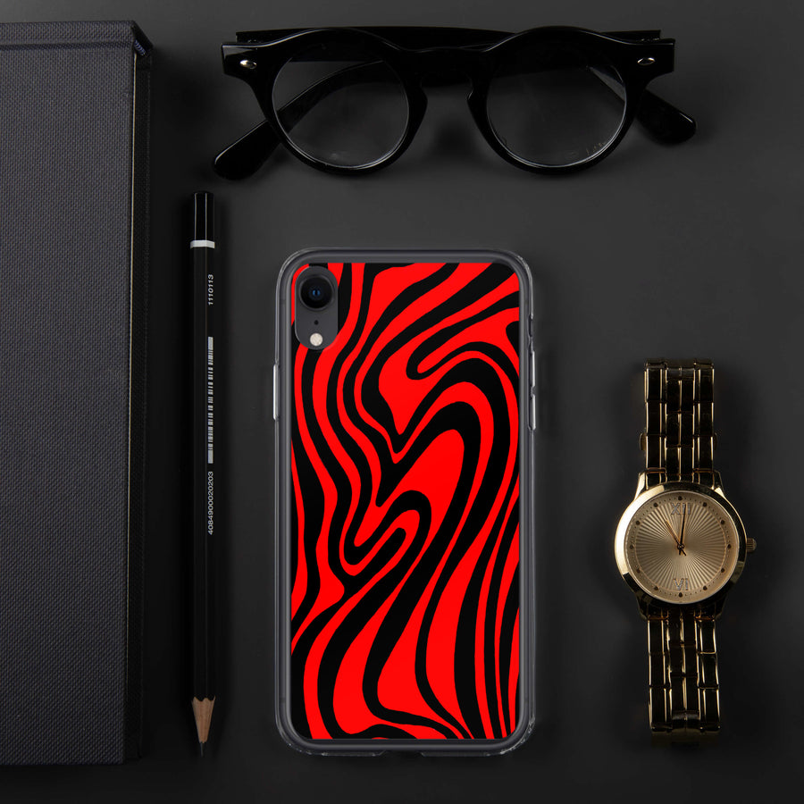 Red & Black trippy Lines iPhone Case