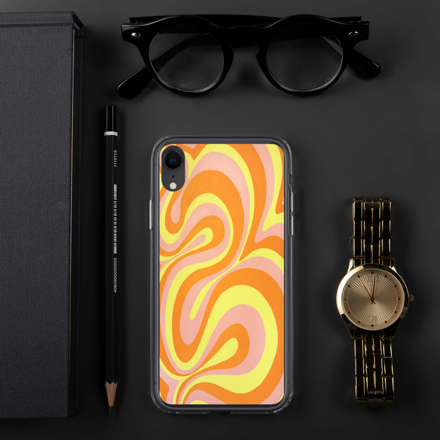 Orange, Yellow & Pink Trippy Lines iPhone Case