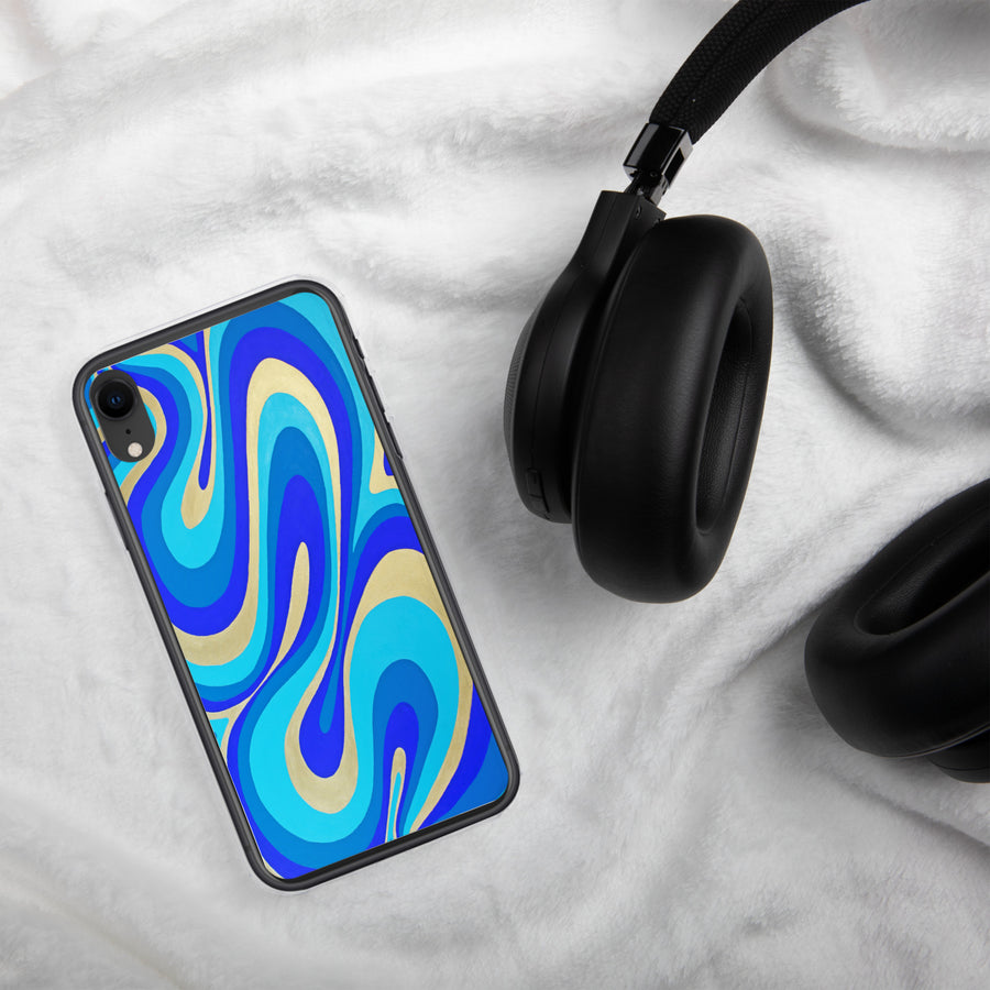 Blue & Gold Trippy Lines iPhone Case