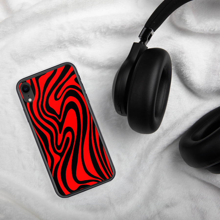 Red & Black trippy Lines iPhone Case