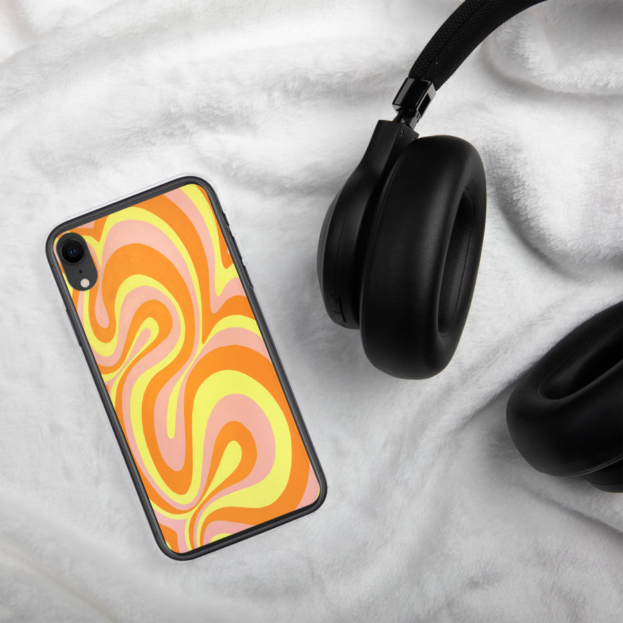 Orange, Yellow & Pink Trippy Lines iPhone Case